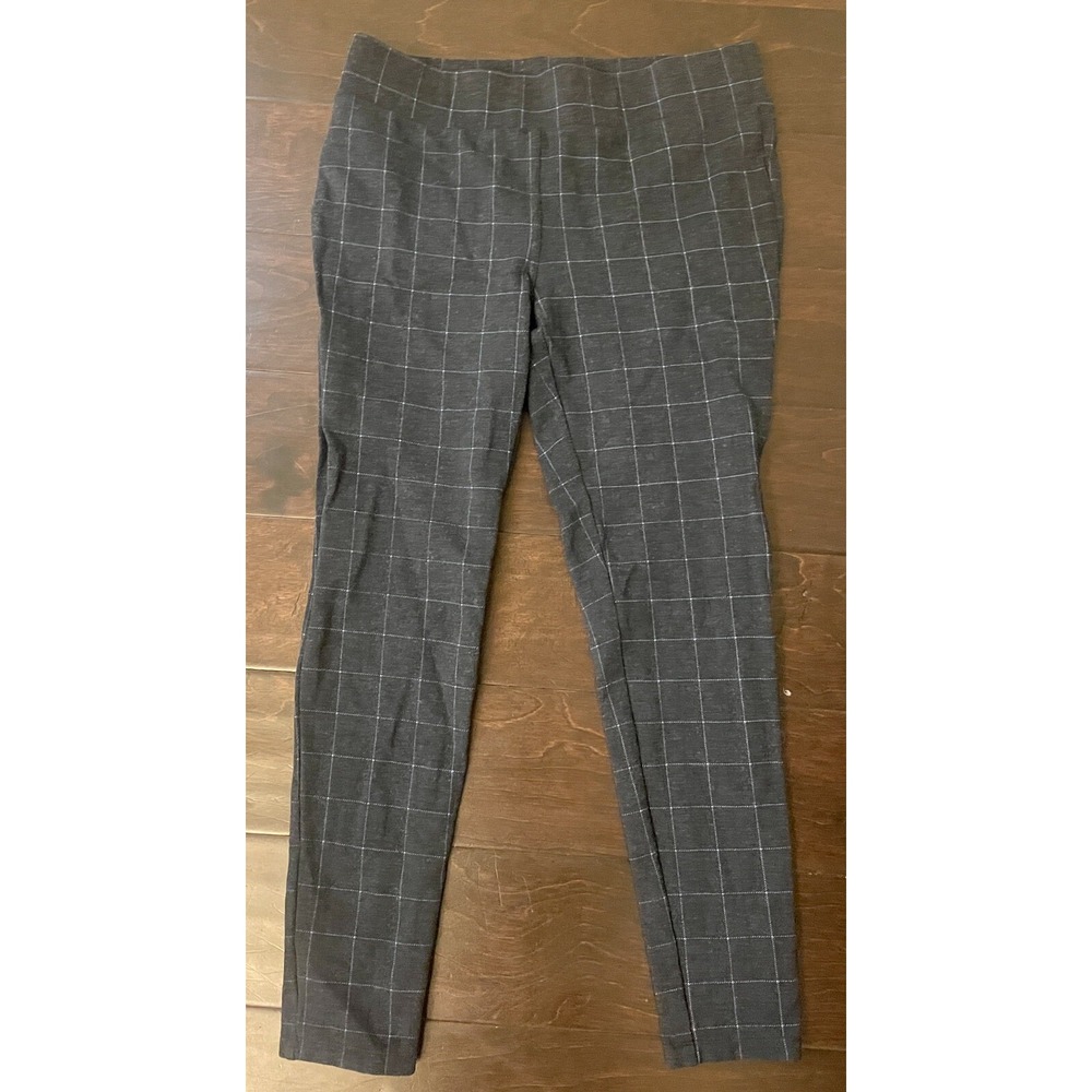 Loft Julia Skinny Windowpane Ankle Pants Navy Blue Slim Fit Medium